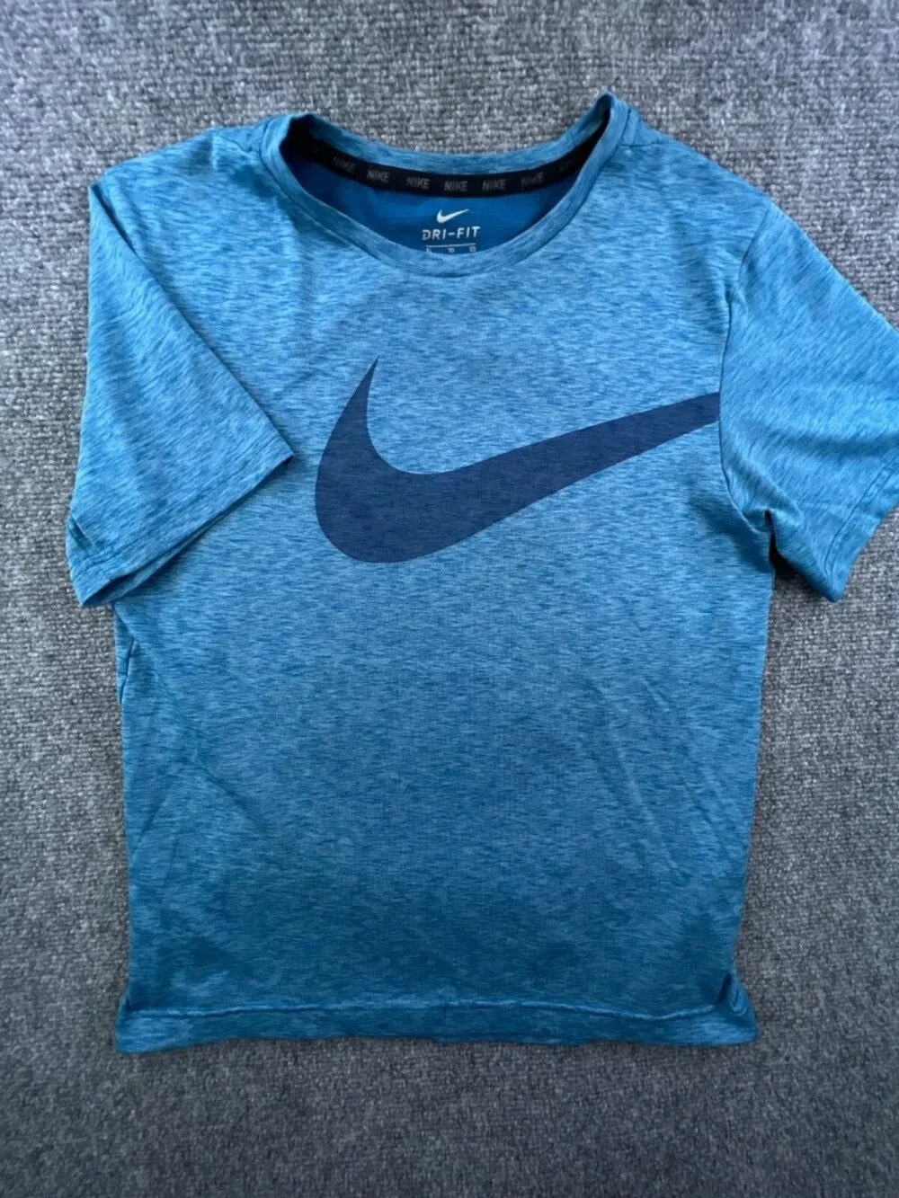 Nike Dri-fit XL 13-15 Blue Heather T Shirt Short Sleeve Polyester Activewear